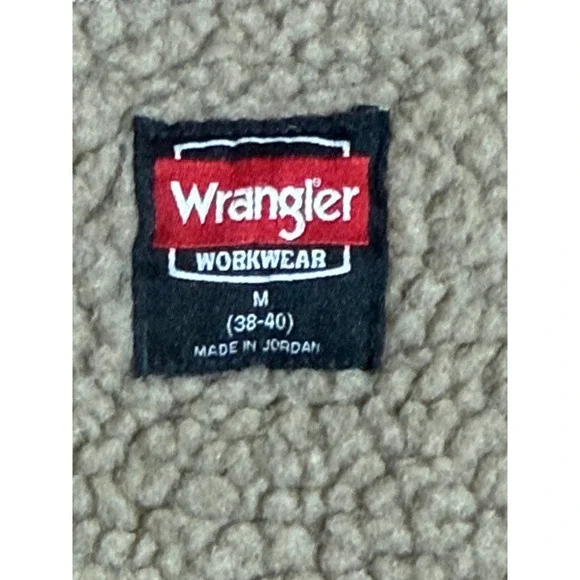 Wrangler Sherpa Lined Hooded Jacket Brown Fleece Lined Zip Up Workwear Size M - Picture 5 of 11